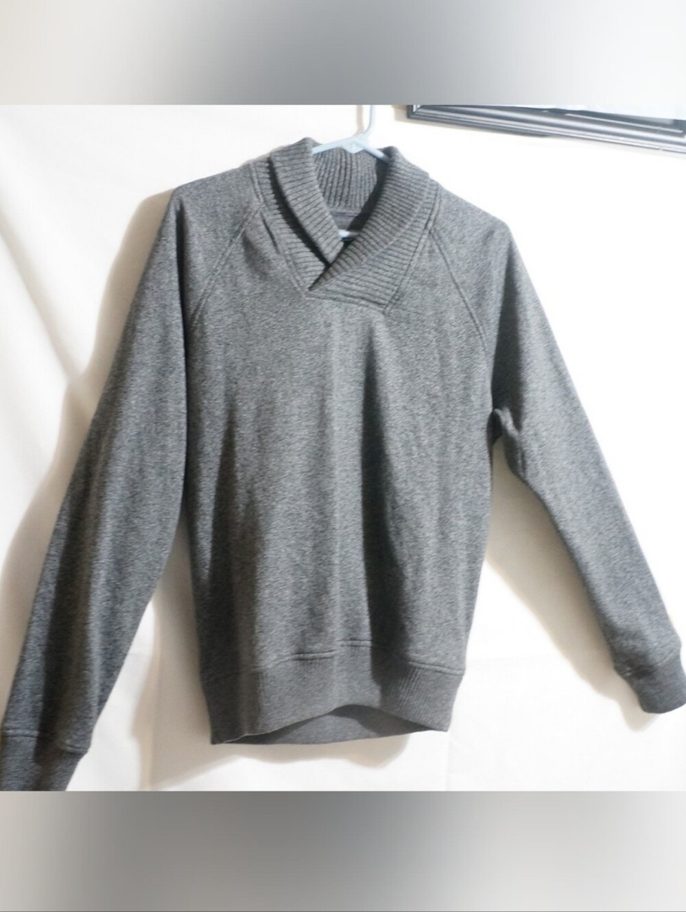 Nordsrom's Men's Shop  Heather Grey Shawl Collar Pullover Sweater Size Small - Picture 4 of 8
